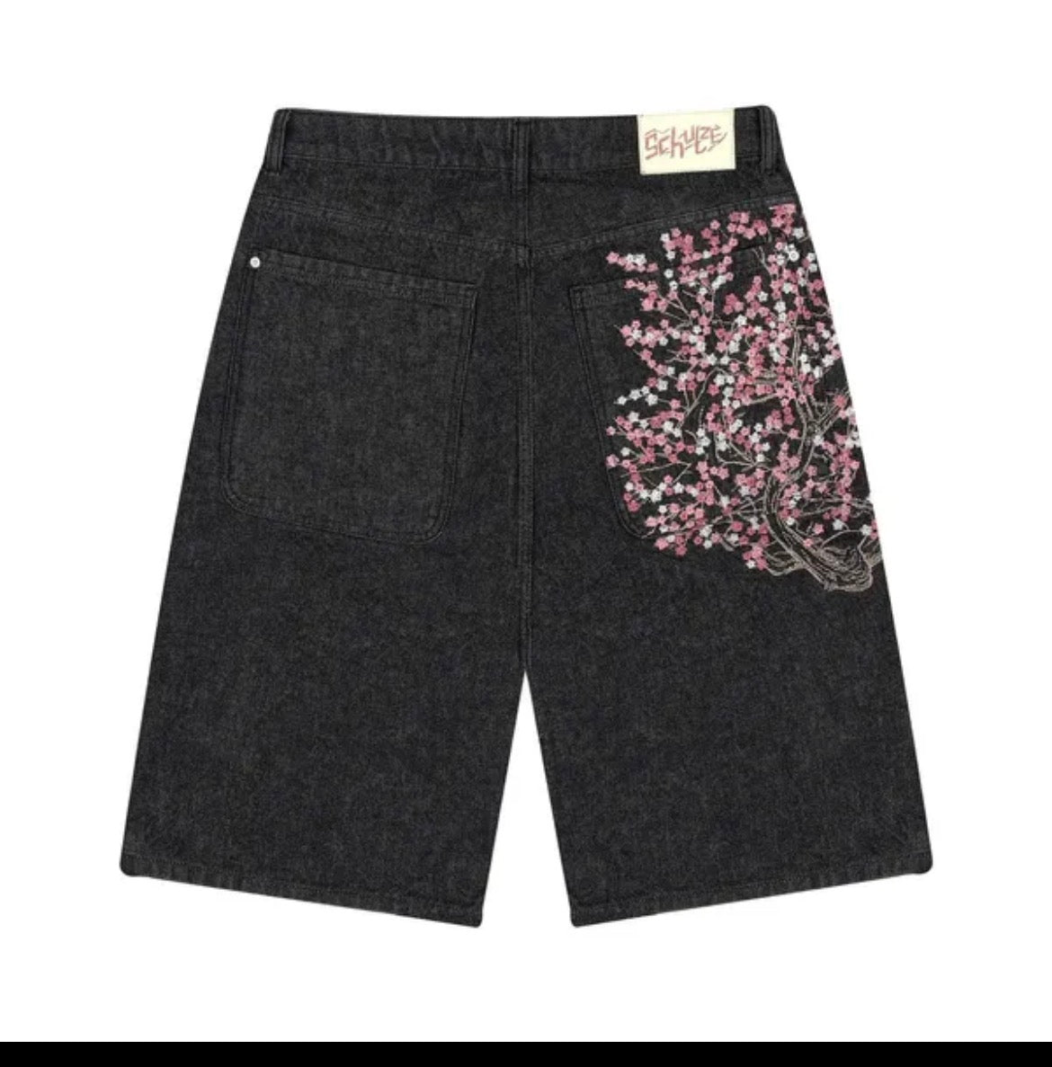 Black  “blossom tree” shorts
