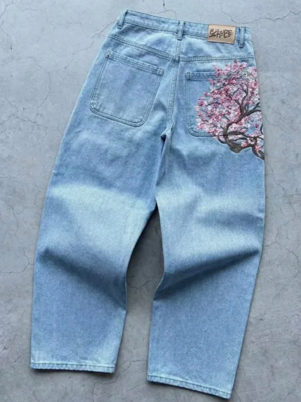 Plain  “blossom tree” jeans